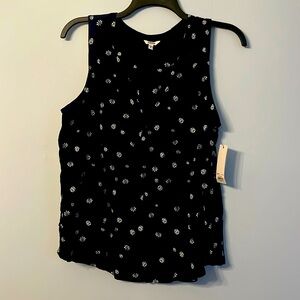 Navy floral Sleeveless Blouse